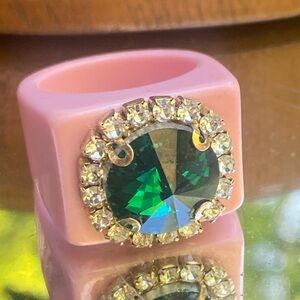 Ring candy pink/green statement ring